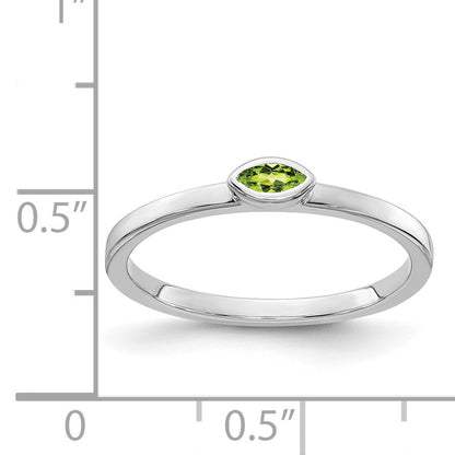 14k White Gold Bezel-set 4x2mm Marquise Peridot East-West Ring