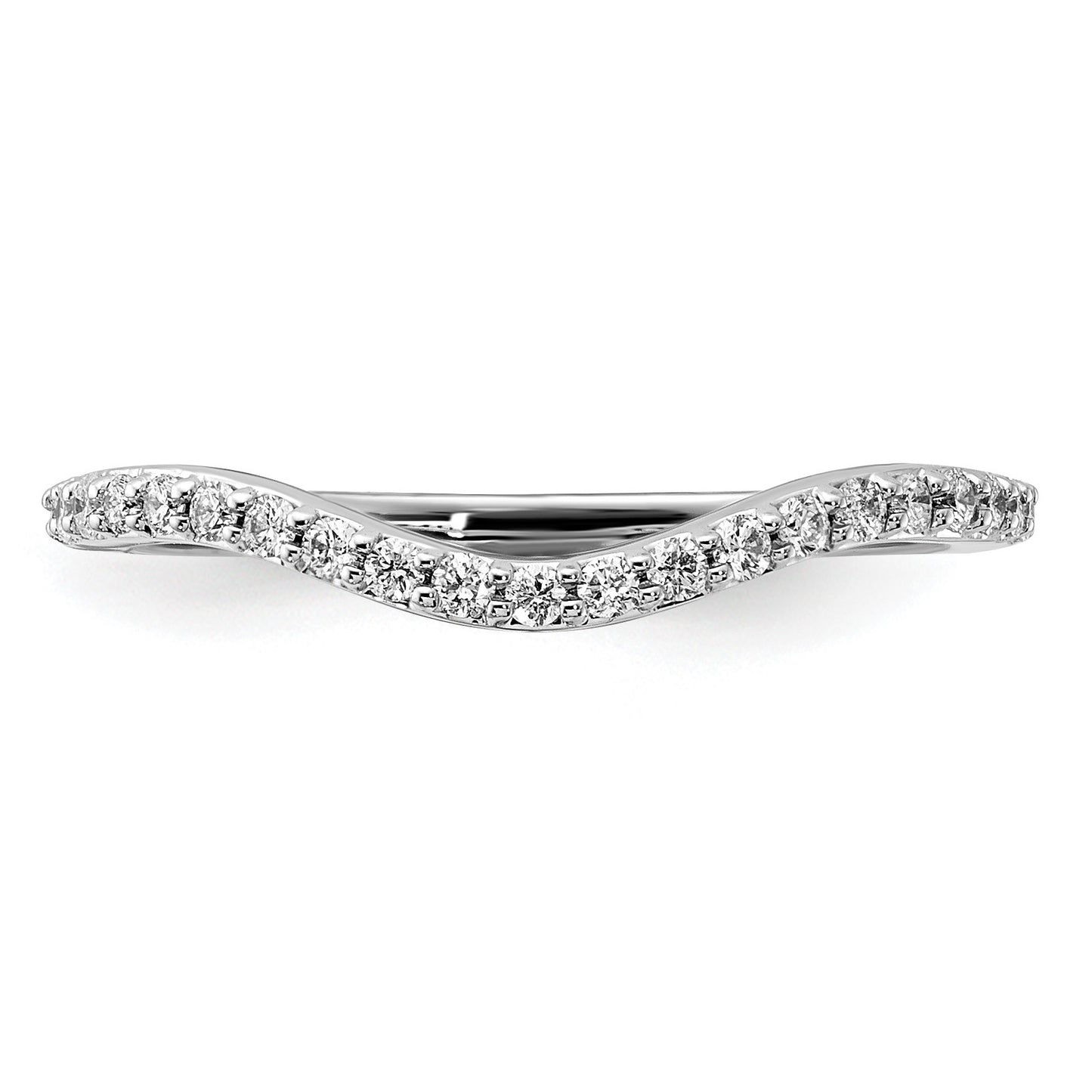 14k White Gold 2mm 1/5 carat Diamond Curved Band