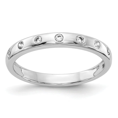 14k White Gold 2mm 7-stone 1/6 carat Diamond Band