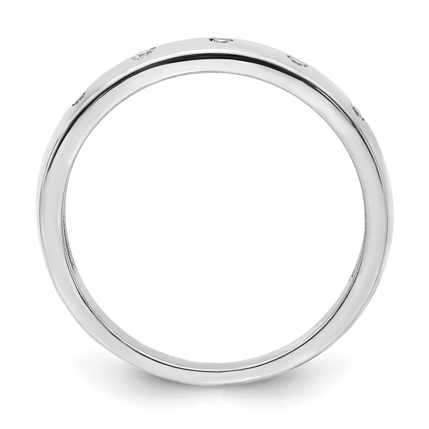 14k White Gold 3mm 5-stone 1/20 carat Diamond Band
