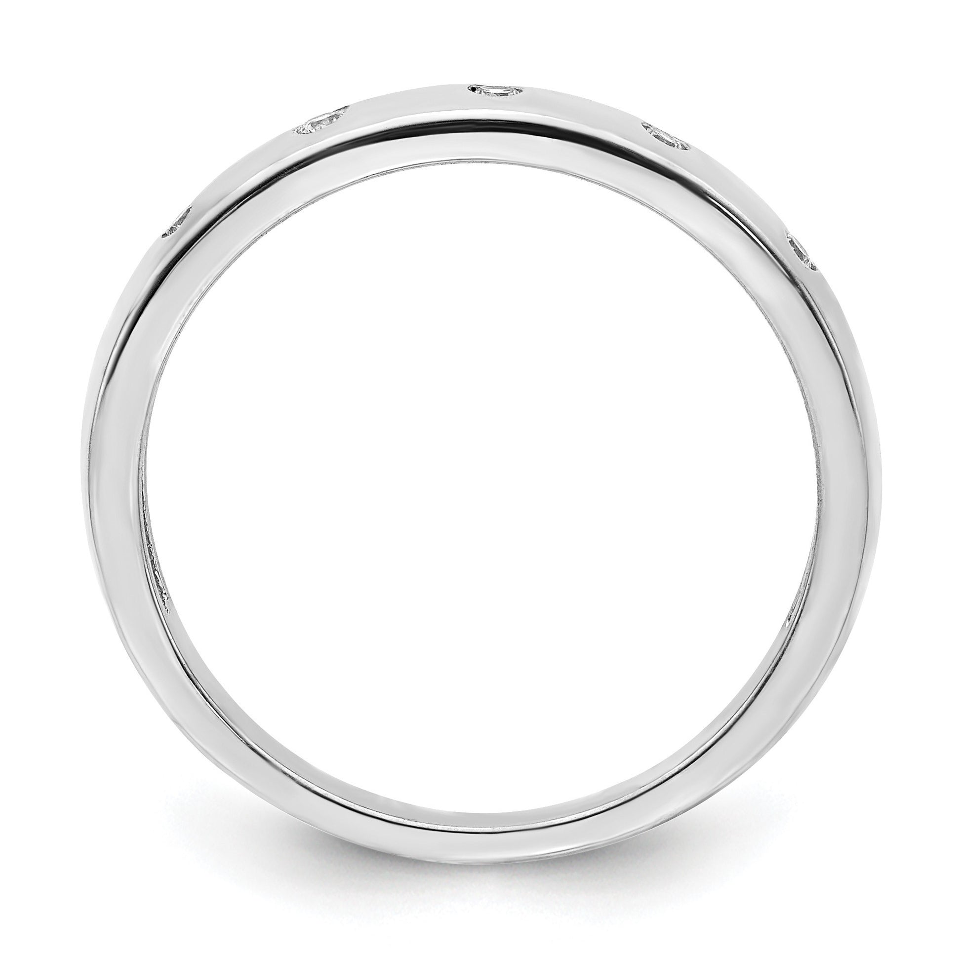 14k White Gold 3mm 5-stone 1/20 carat Diamond Band