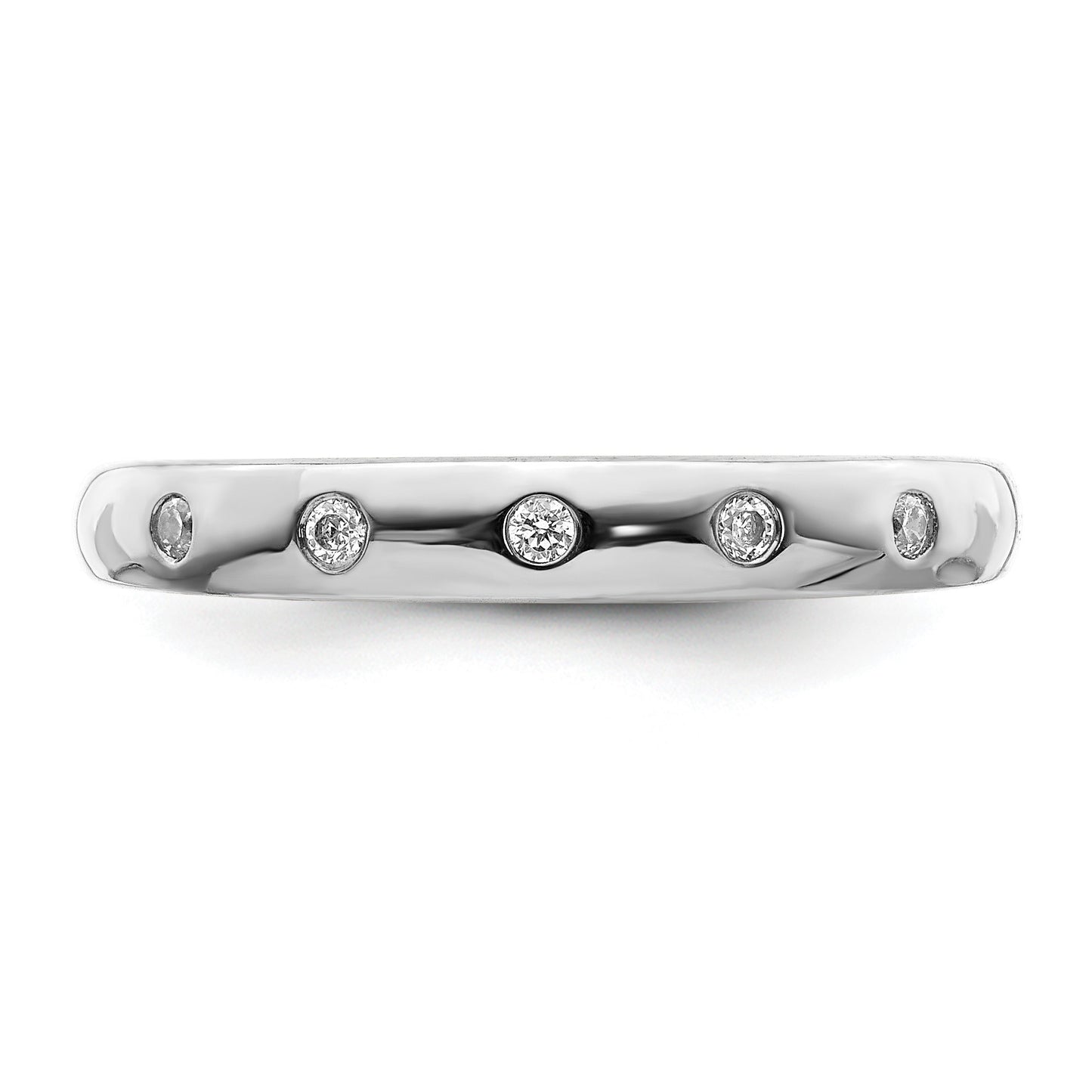 14k White Gold 3mm 5-stone 1/20 carat Diamond Band