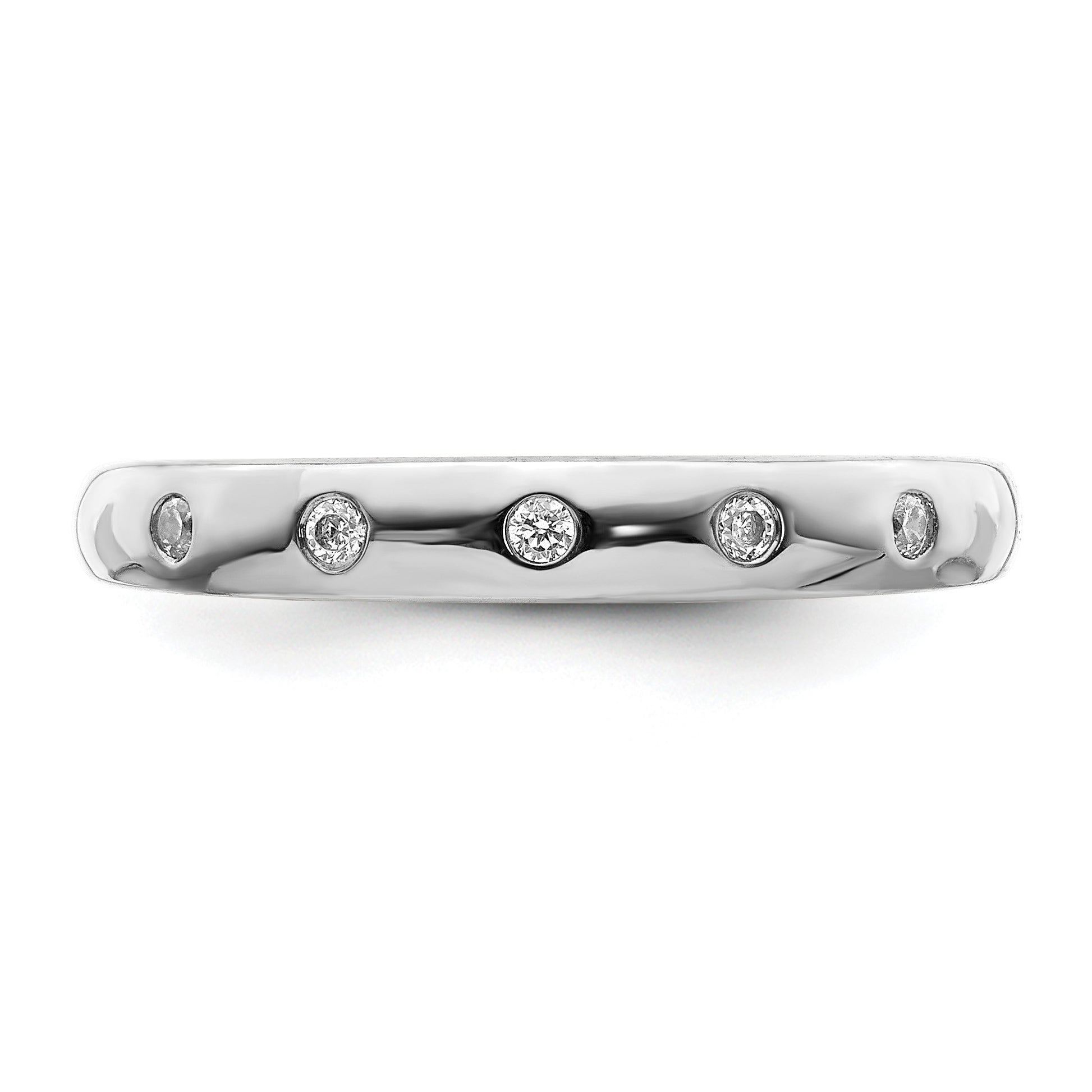 14k White Gold 3mm 5-stone 1/20 carat Diamond Band