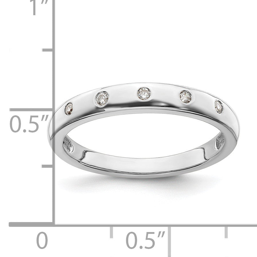 14k White Gold 3mm 5-stone 1/20 carat Diamond Band