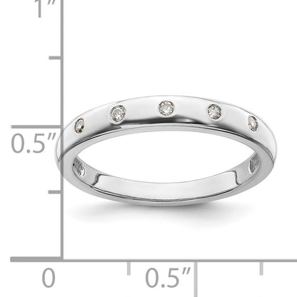 14k White Gold 3mm 5-stone 1/20 carat Diamond Band