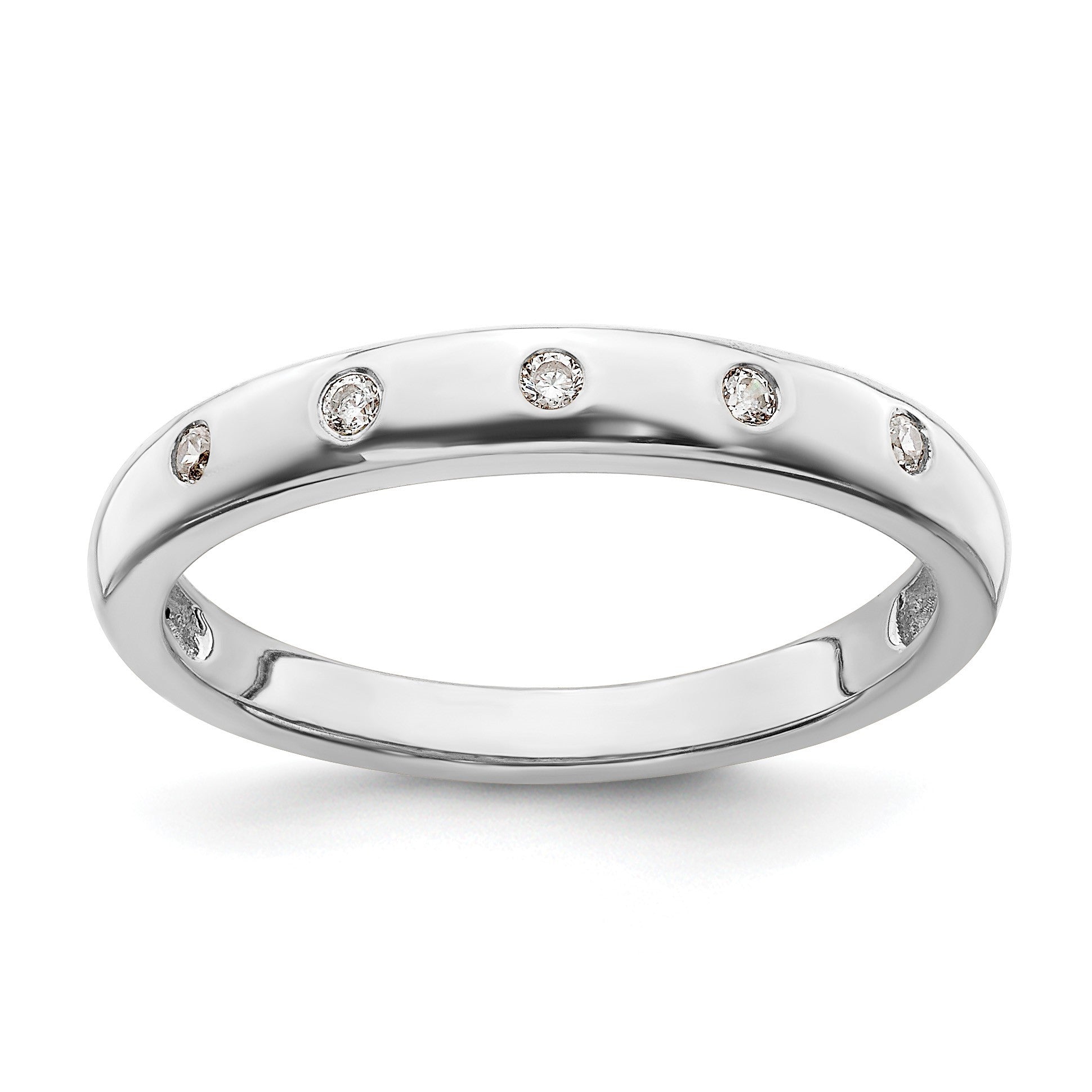 14k White Gold 3mm 5-stone 1/20 carat Diamond Band