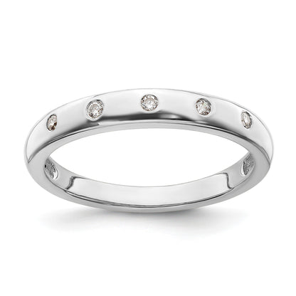 14k White Gold 3mm 5-stone 1/20 carat Diamond Band
