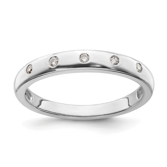 14k White Gold 3mm 5-stone 1/20 carat Diamond Band