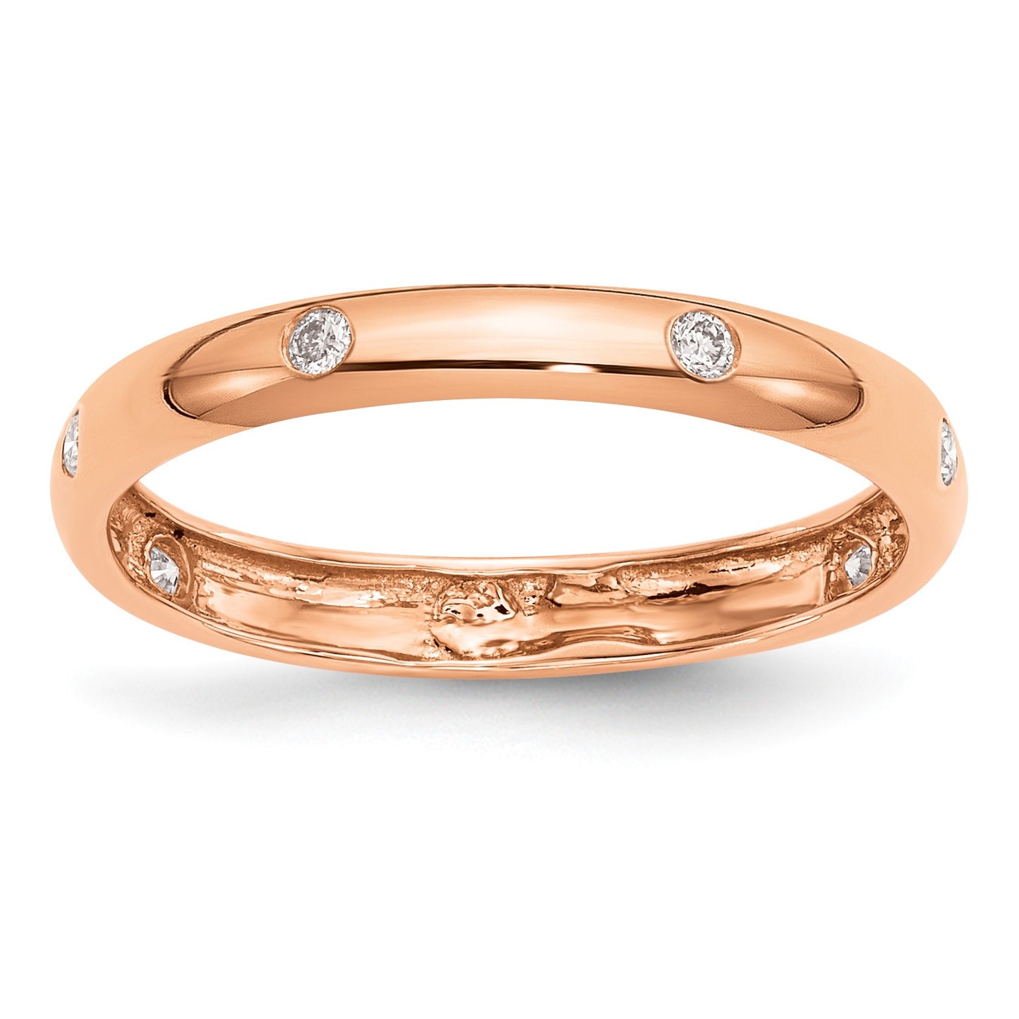 14k Rose Gold 3mm 6-stone 1/10 carat Diamond Band