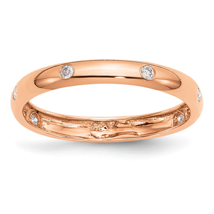 14k Rose Gold 3mm 6-stone 1/10 carat Diamond Band