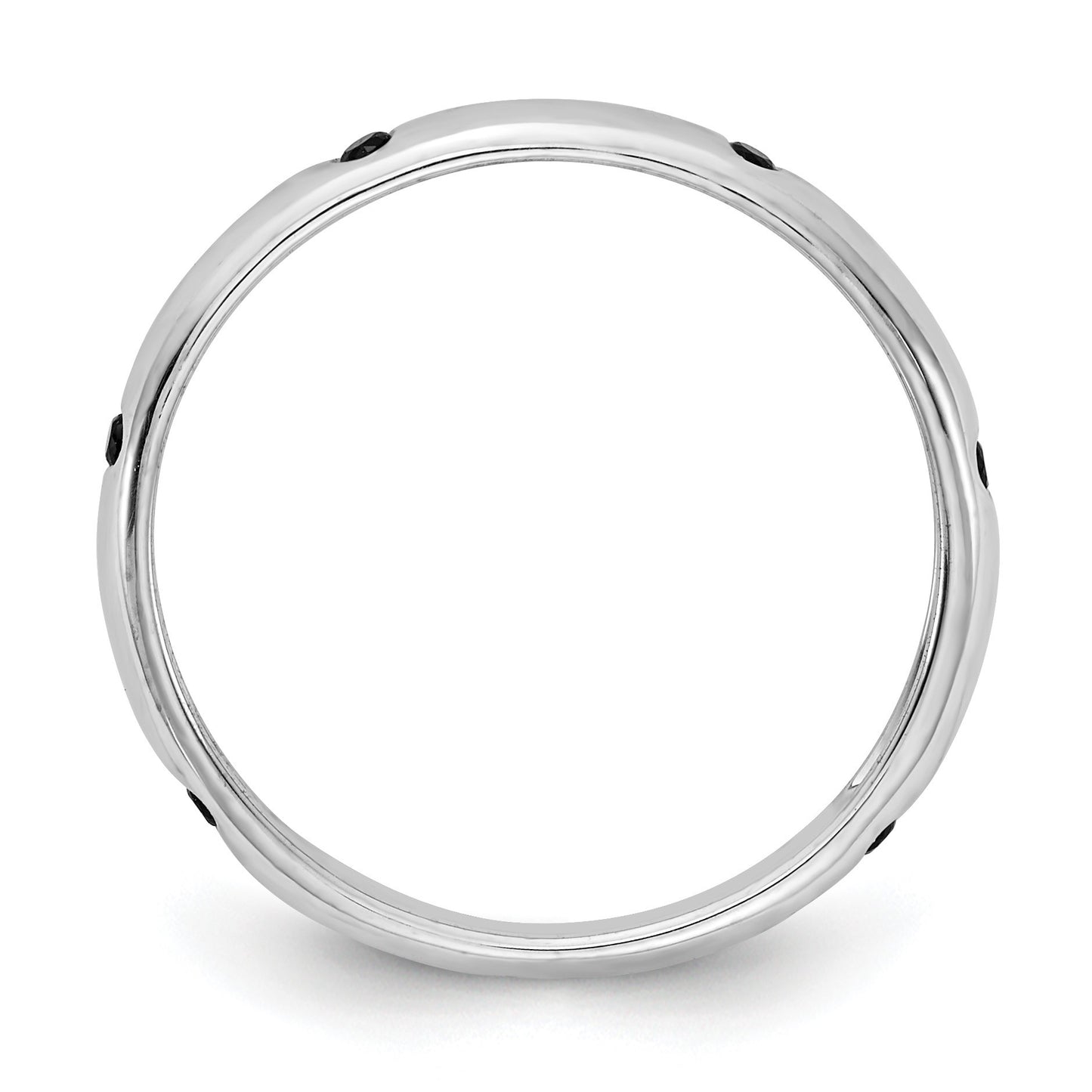 14k White Gold 3mm 6-stone 1/10 carat Black Diamond Band