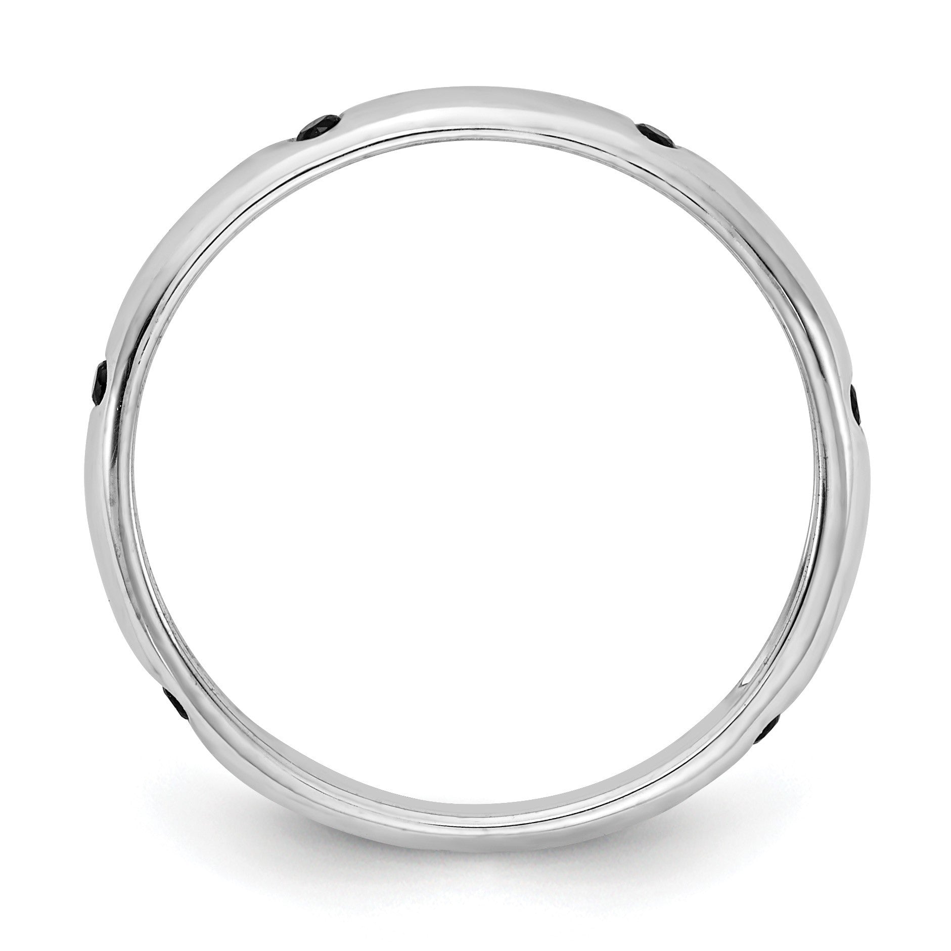 14k White Gold 3mm 6-stone 1/10 carat Black Diamond Band