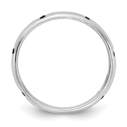 14k White Gold 3mm 6-stone 1/10 carat Black Diamond Band