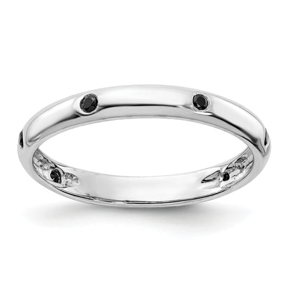 14k White Gold 3mm 6-stone 1/10 carat Black Diamond Band