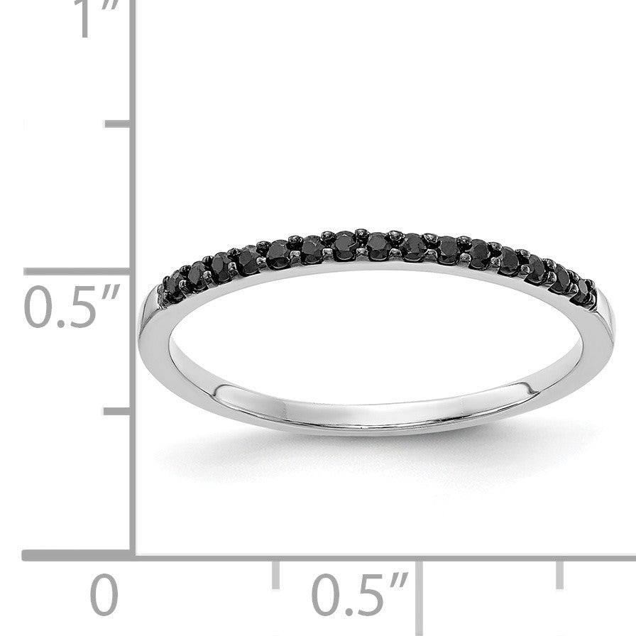14k White Gold 2mm 1/8 carat Black Diamond Band