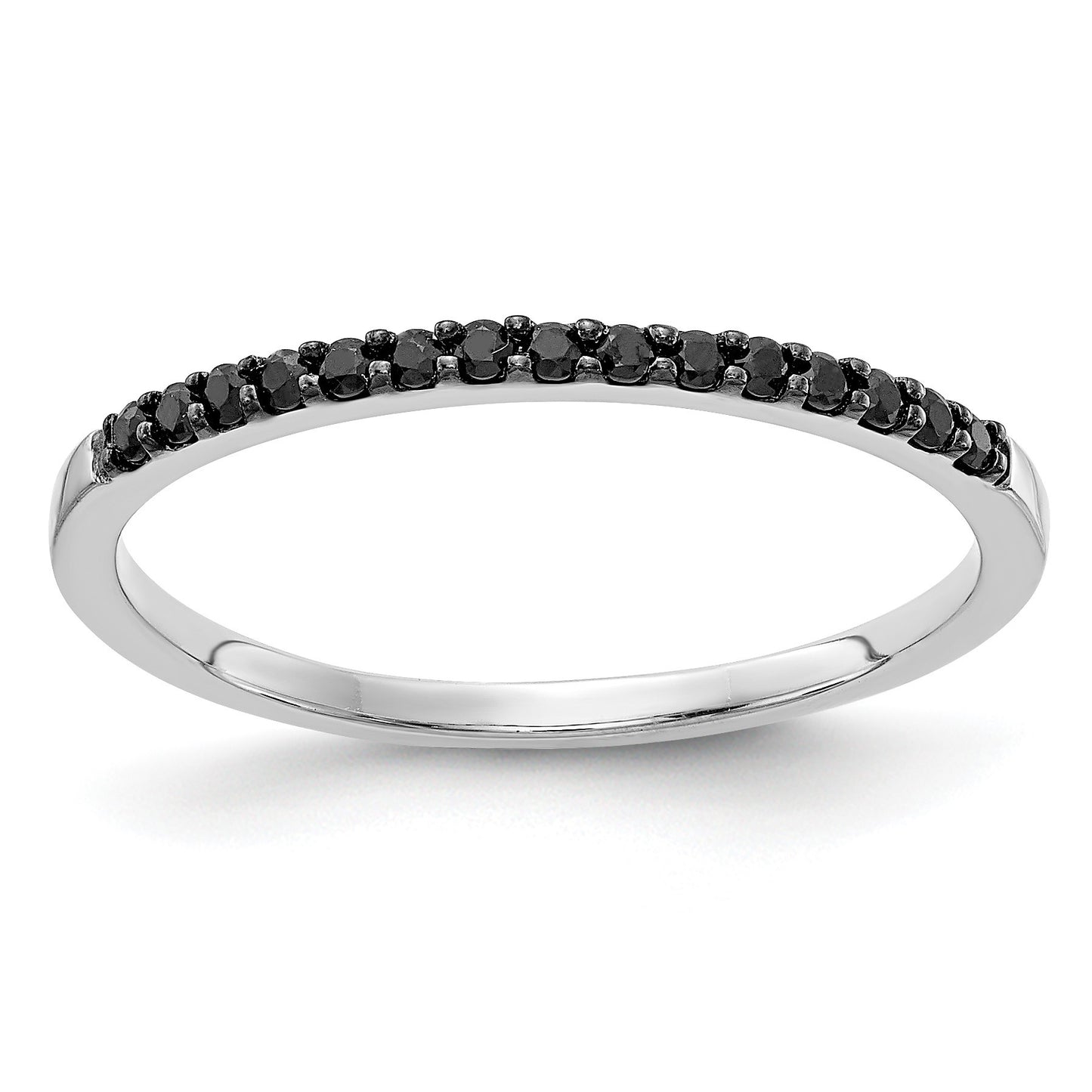 14k White Gold 2mm 1/8 carat Black Diamond Band