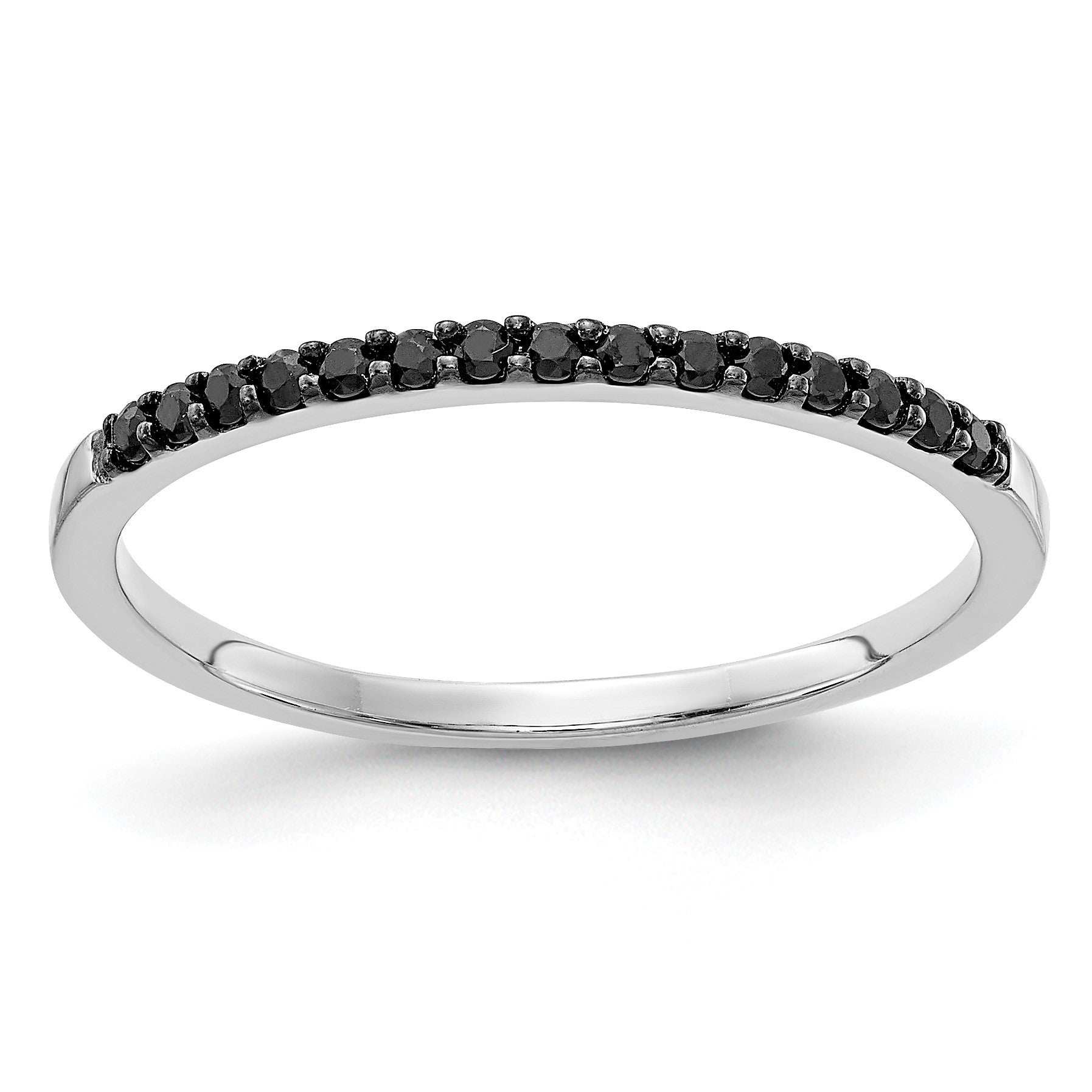 14k White Gold 2mm 1/8 carat Black Diamond Band