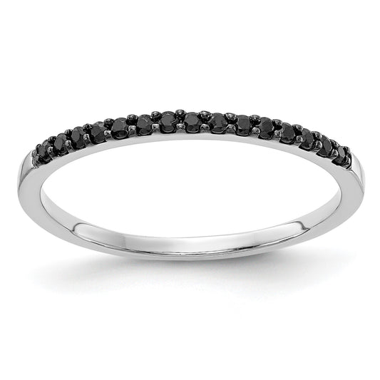 14k White Gold 2mm 1/8 carat Black Diamond Band