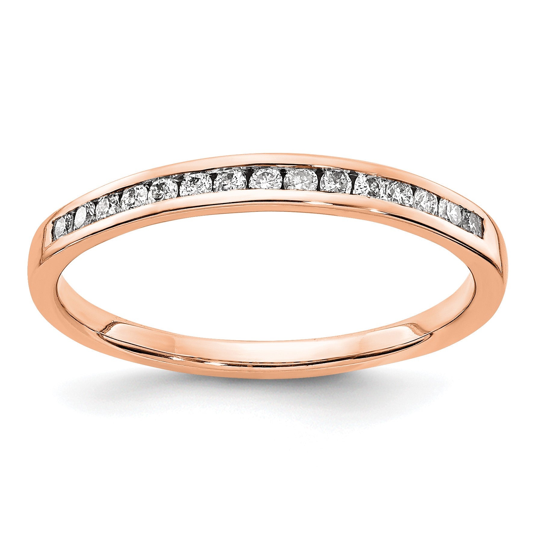 14k Rose Gold 2mm 1/6 carat Diamond Channel Band