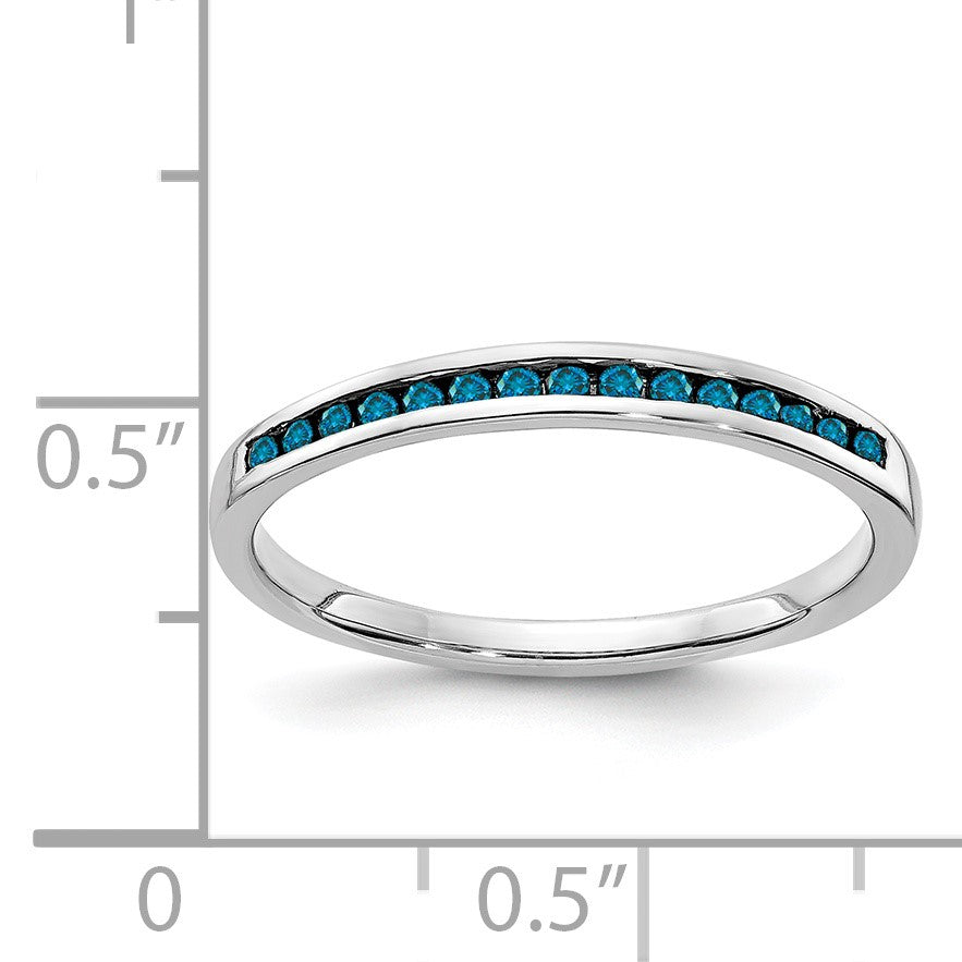 14k White Gold 2mm 1/6 carat Blue Diamond Channel Band