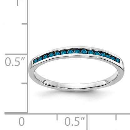 14k White Gold 2mm 1/6 carat Blue Diamond Channel Band