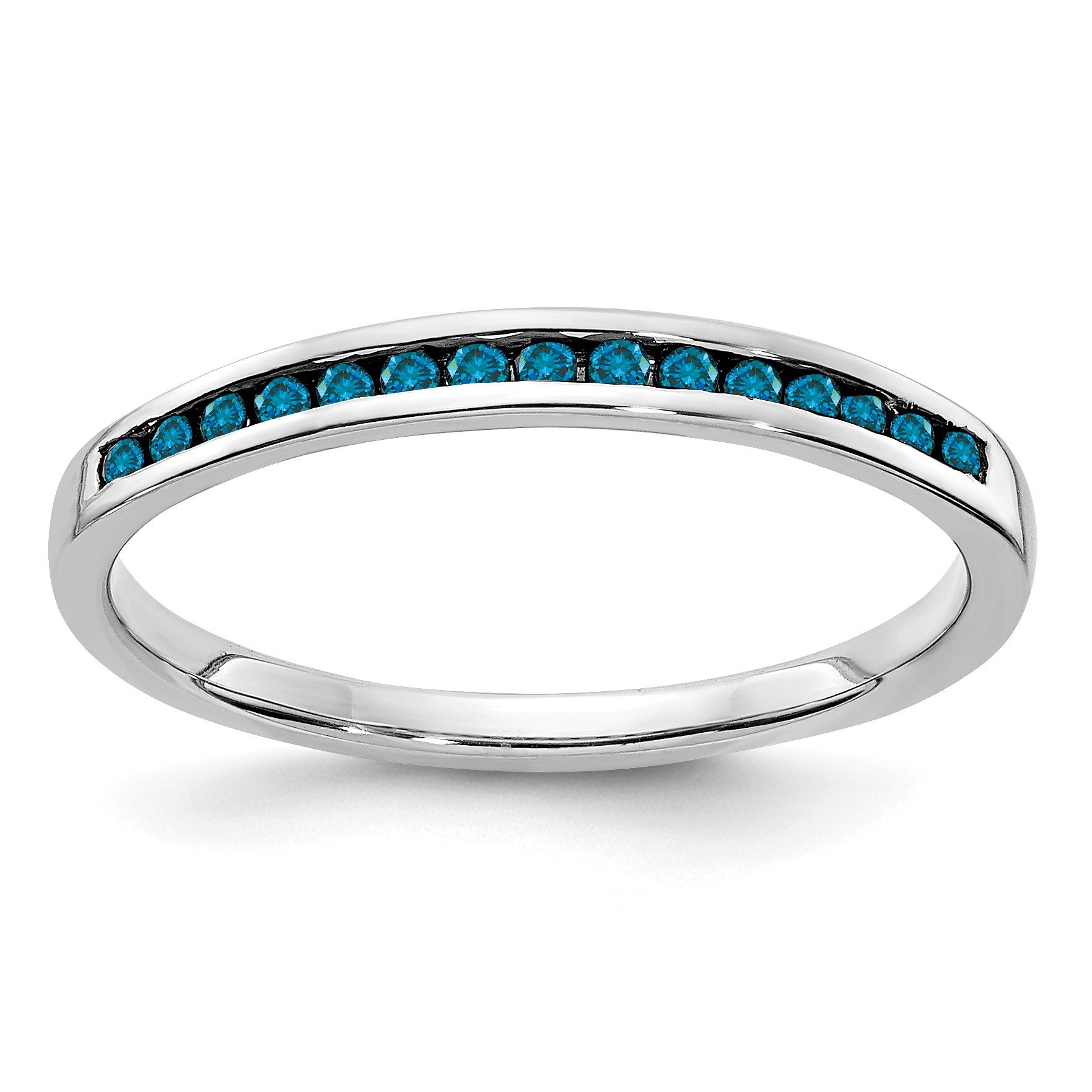14k White Gold 2mm 1/6 carat Blue Diamond Channel Band