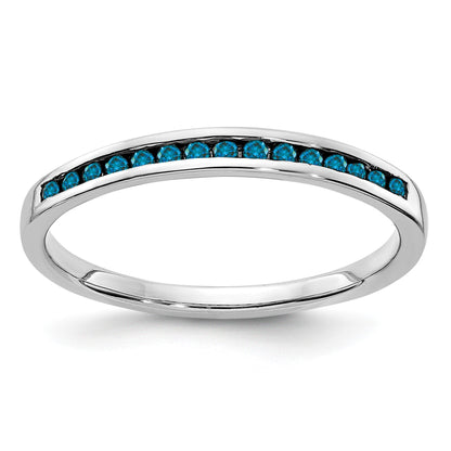 14k White Gold 2mm 1/6 carat Blue Diamond Channel Band