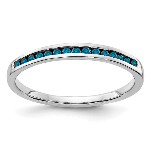 14k White Gold 2mm 1/6 carat Blue Diamond Channel Band