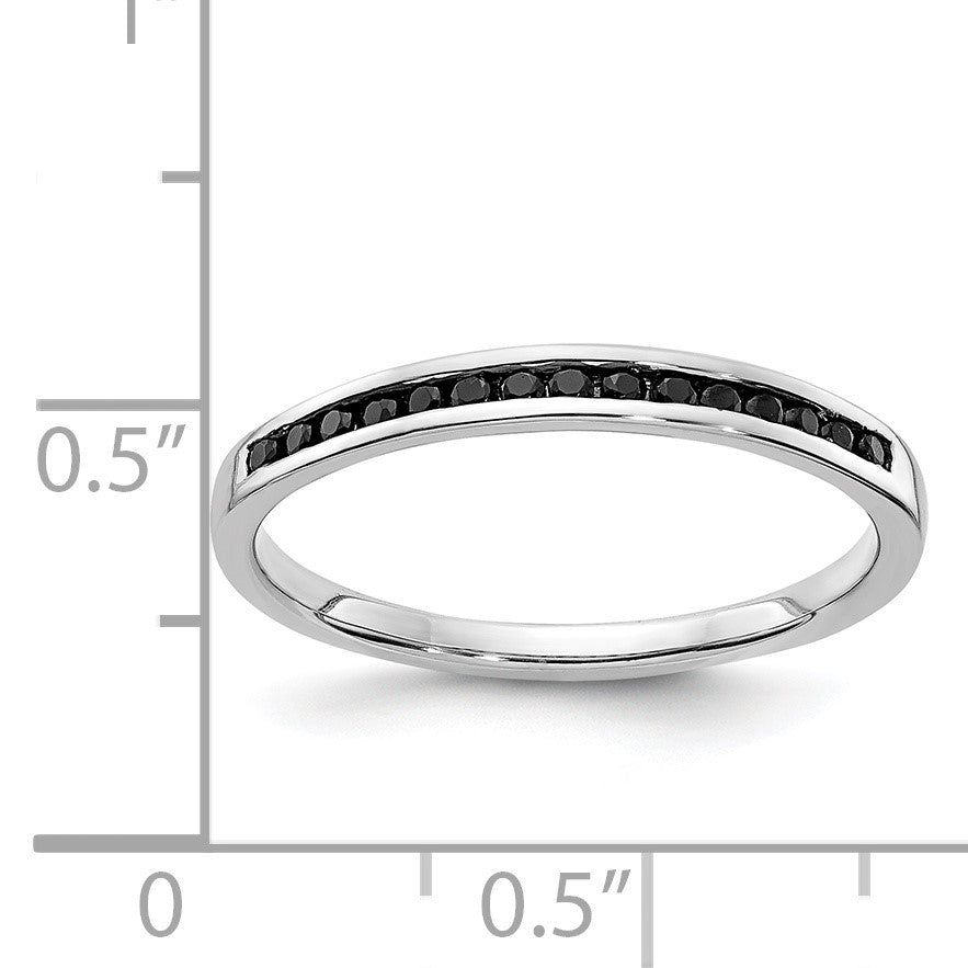 14k White Gold 2mm 1/6 carat Black Diamond Channel Band