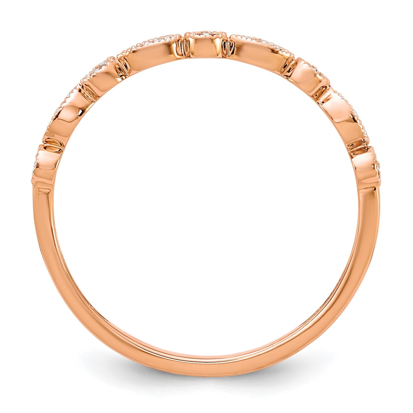 14k Rose Gold 2mm 1/20 carat Diamond Fancy Band