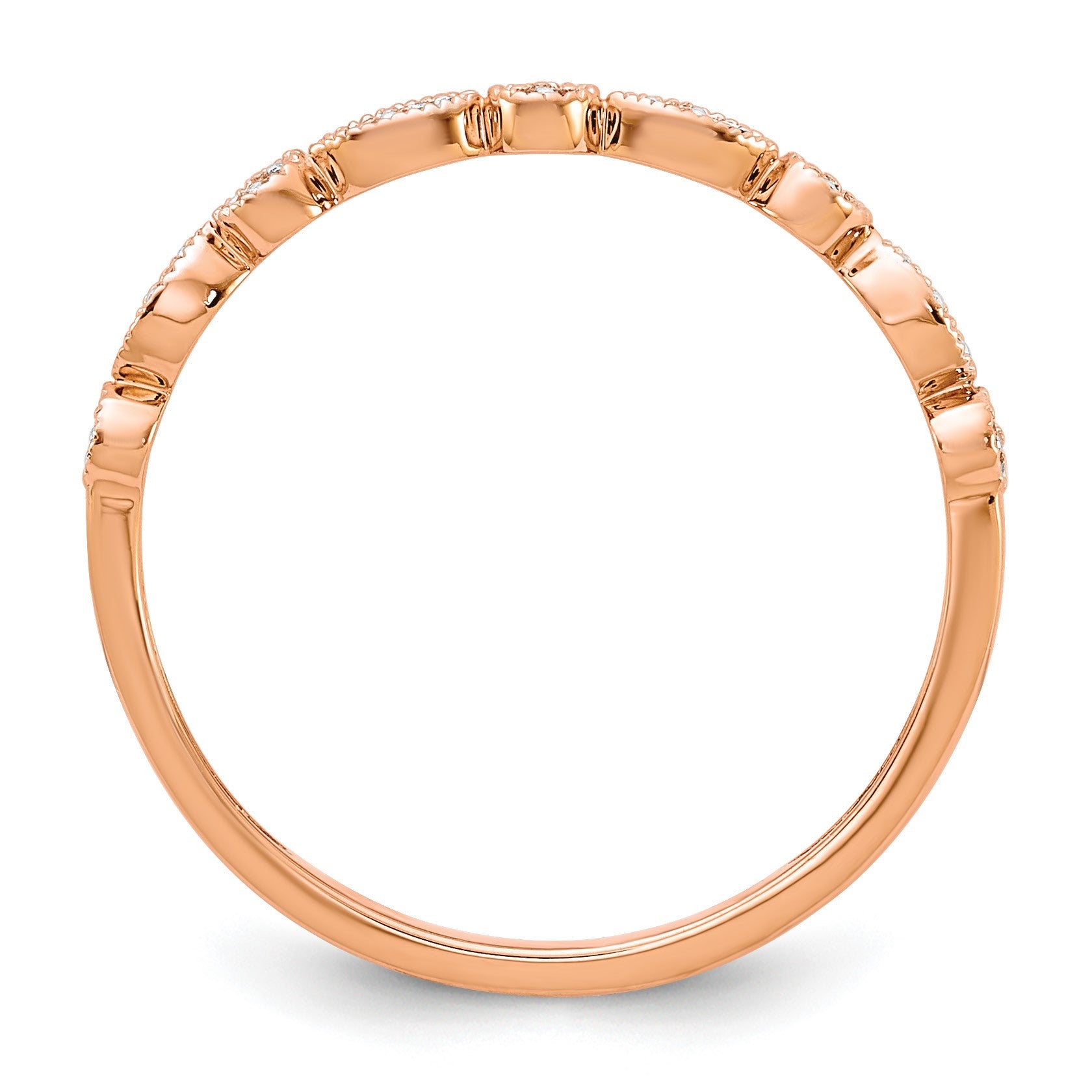 14k Rose Gold 2mm 1/20 carat Diamond Fancy Band