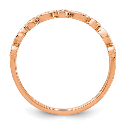 14k Rose Gold 2mm 1/20 carat Diamond Fancy Band