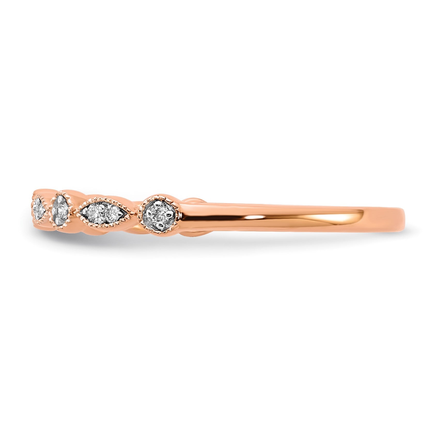 14k Rose Gold 2mm 1/20 carat Diamond Fancy Band