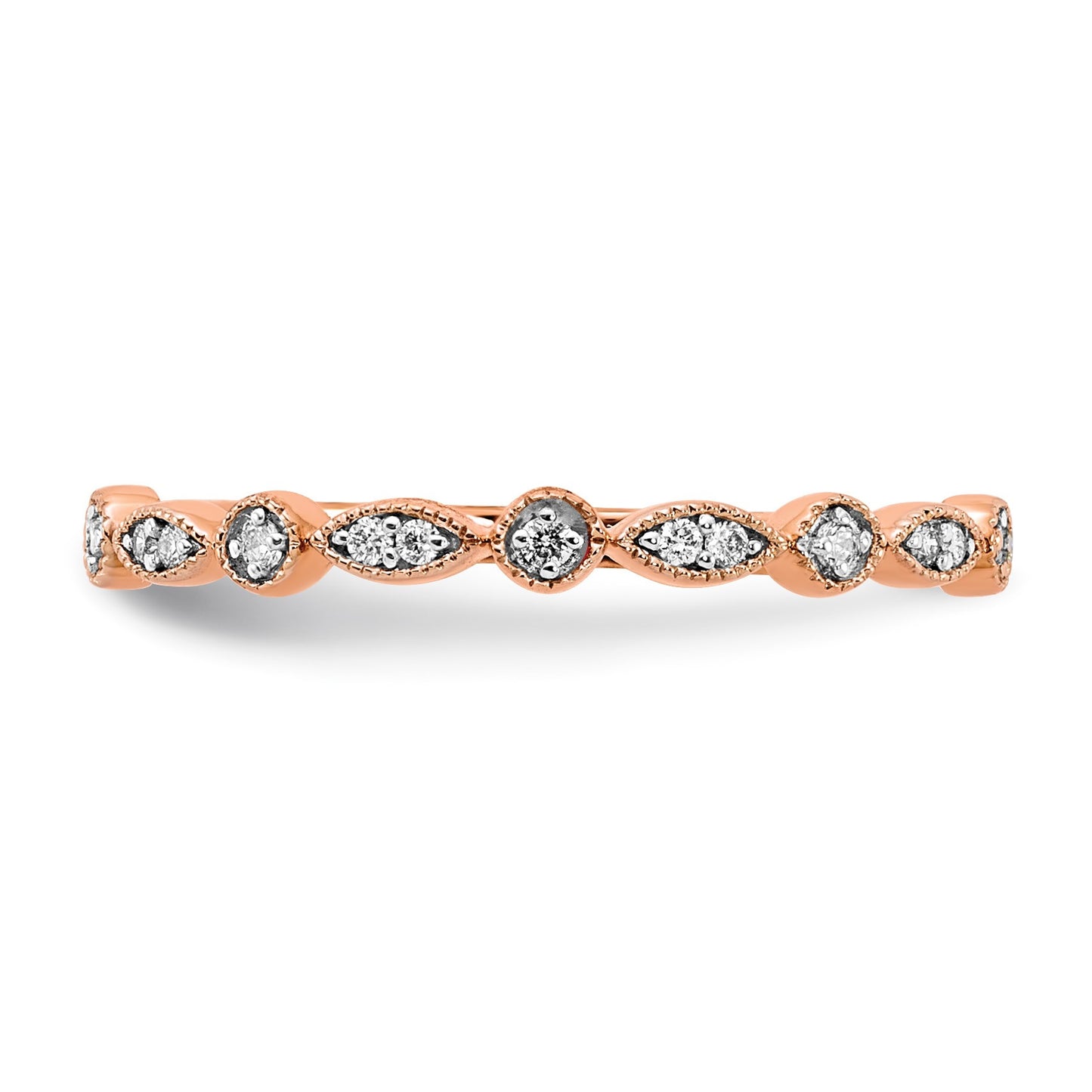 14k Rose Gold 2mm 1/20 carat Diamond Fancy Band