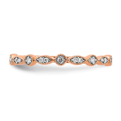 14k Rose Gold 2mm 1/20 carat Diamond Fancy Band