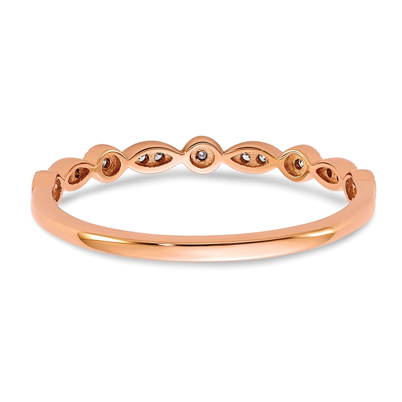14k Rose Gold 2mm 1/20 carat Diamond Fancy Band