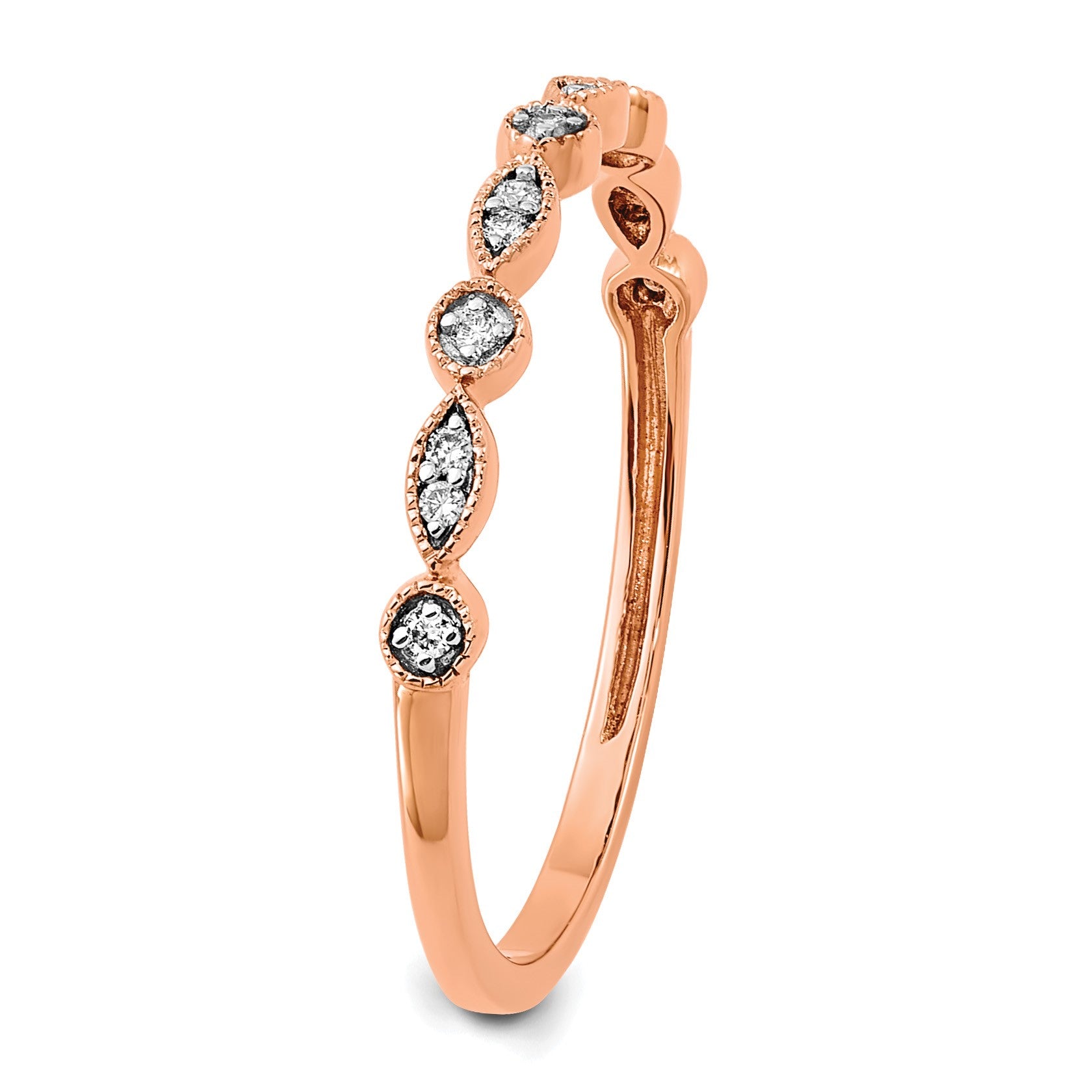14k Rose Gold 2mm 1/20 carat Diamond Fancy Band