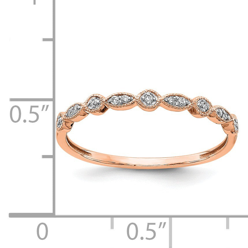 14k Rose Gold 2mm 1/20 carat Diamond Fancy Band