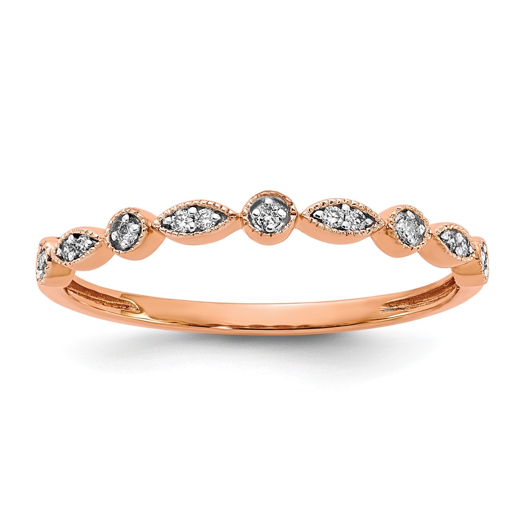 14k Rose Gold 2mm 1/20 carat Diamond Fancy Band