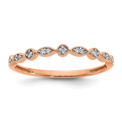 14k Rose Gold 2mm 1/20 carat Diamond Fancy Band