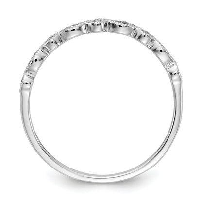 14k White Gold 2mm 1/20 carat Diamond Fancy Band