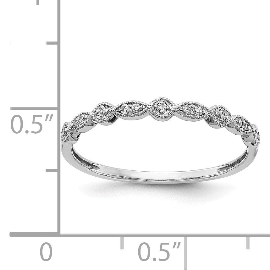 14k White Gold 2mm 1/20 carat Diamond Fancy Band