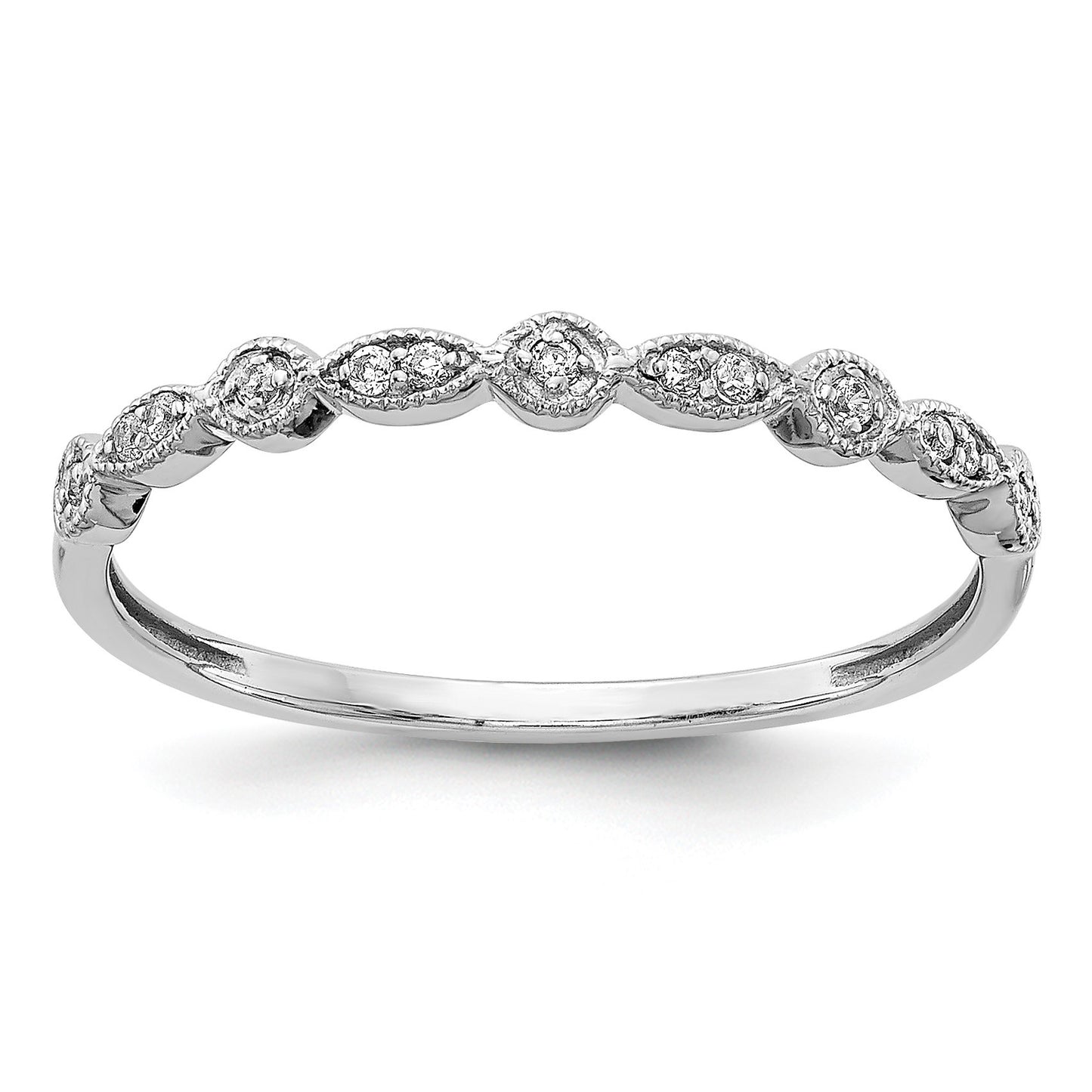 14k White Gold 2mm 1/20 carat Diamond Fancy Band