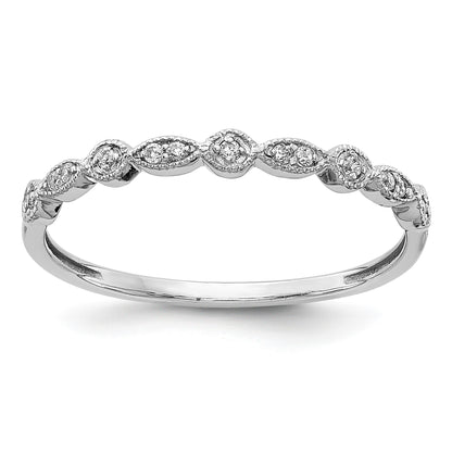 14k White Gold 2mm 1/20 carat Diamond Fancy Band