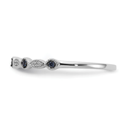 14k White Gold 1/20 carat Blue and White Diamond Fancy Band