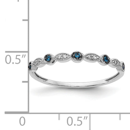 14k White Gold 1/20 carat Blue and White Diamond Fancy Band