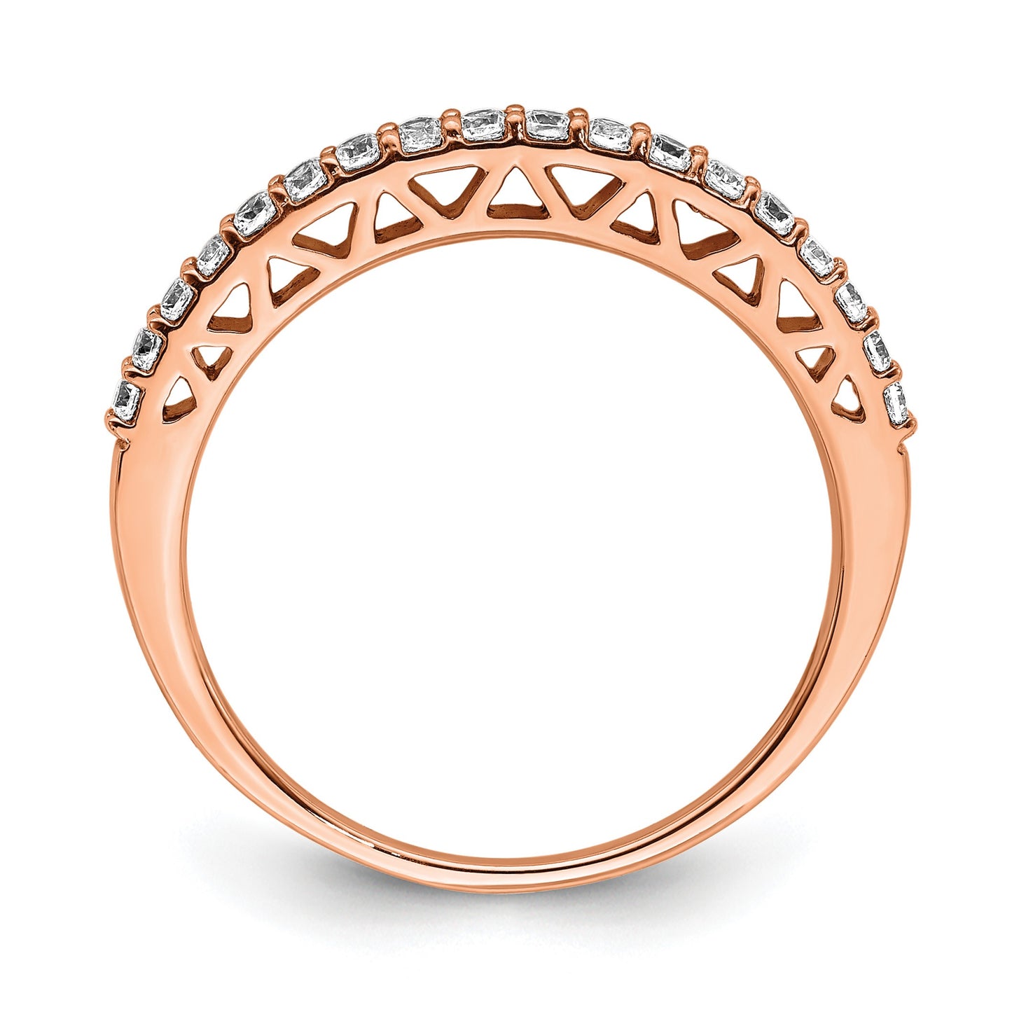 14k Rose Gold Polished 2mm 1/4 carat Diamond Band