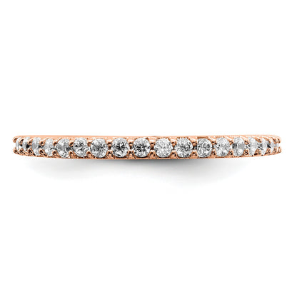 14k Rose Gold Polished 2mm 1/4 carat Diamond Band