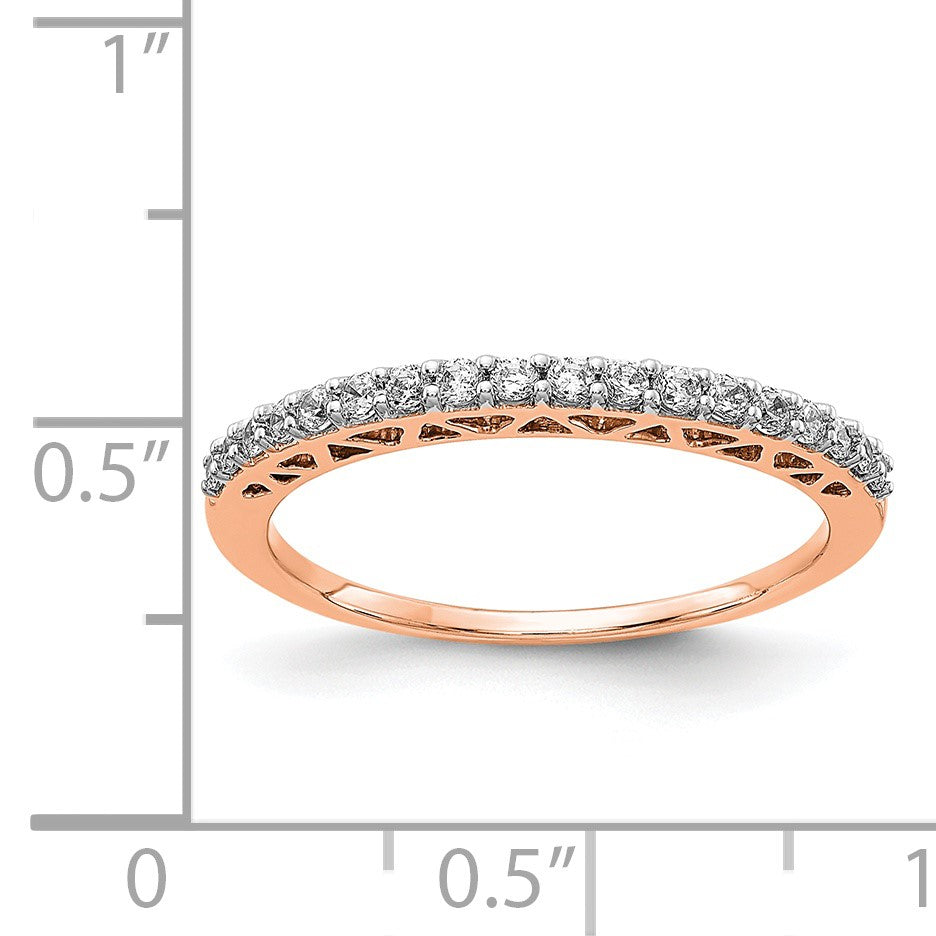 14k Rose Gold Polished 2mm 1/4 carat Diamond Band