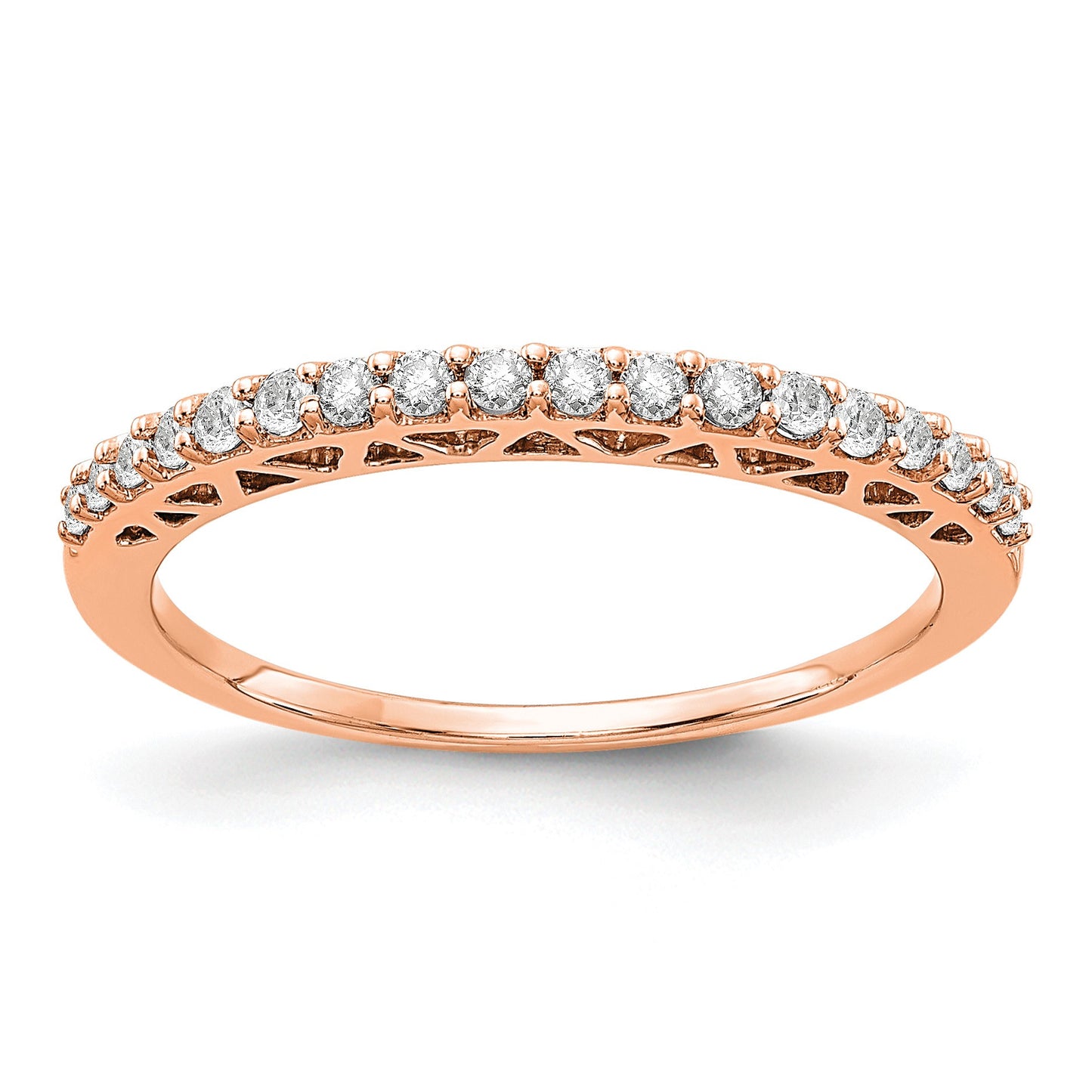 14k Rose Gold Polished 2mm 1/4 carat Diamond Band